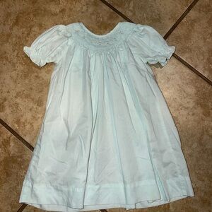 Little Girls Light Blue Smocked Dress